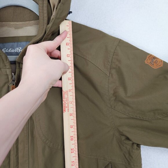 Eddie Bauer Jacket Mens Small Green Sport Shop Weather Edge Hooded Field Utility - Picture 9 of 16